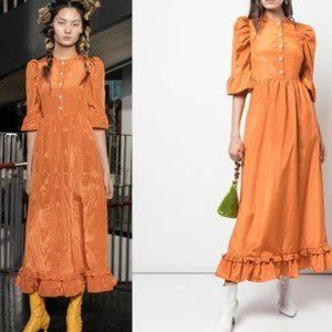 NWT Batsheva Orange Moire Prairie Dress Size 4